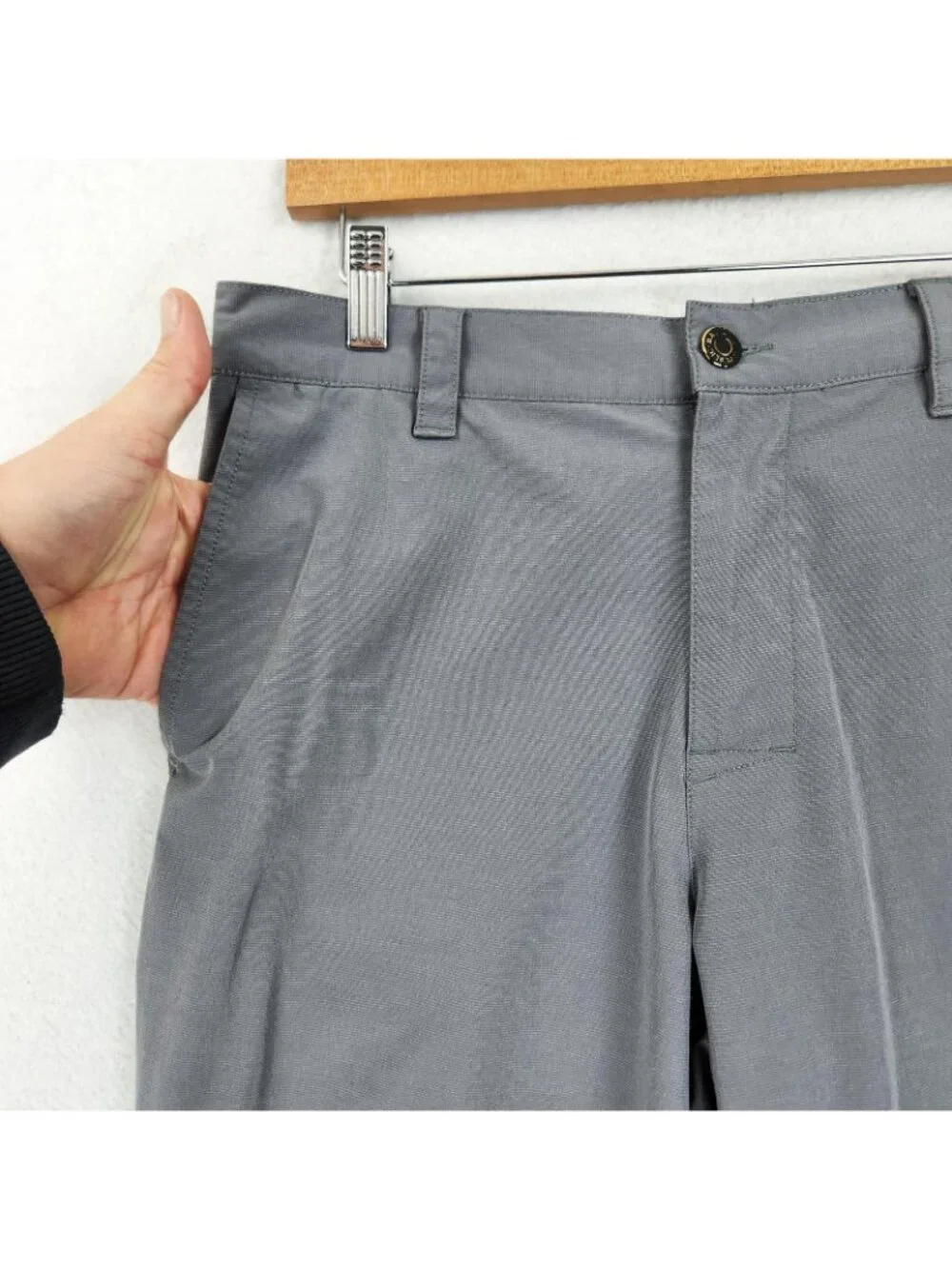 Banana Republic Shorts Men 34 Gray Chino Stretch Elastic Waist Flat Front Casual